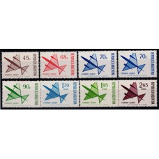 ARGENTINA 1970 GJ 1574/80 AEREAS SERIE COMPLETA + LA VARIEDAD DE PAPEL CATALOGADA MINT U$ 13.50